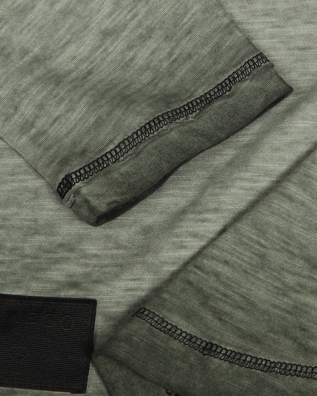 Navy Long Sleeve Crew Neck Curved Hem