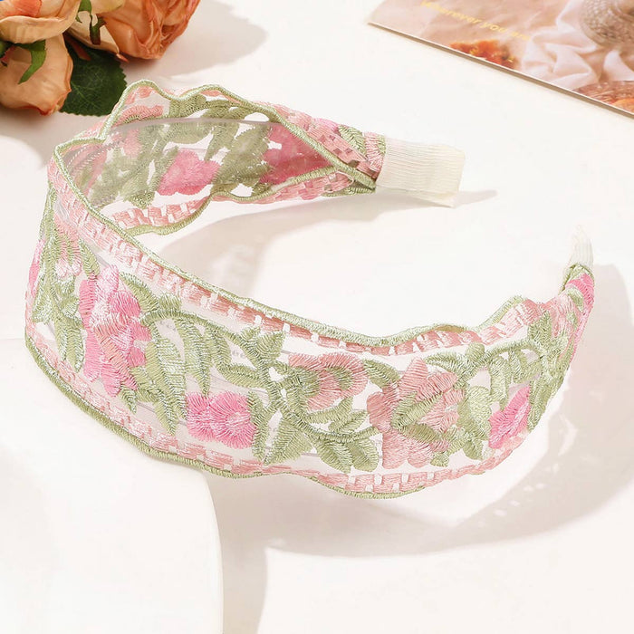 Flower Headband in Green/Pink