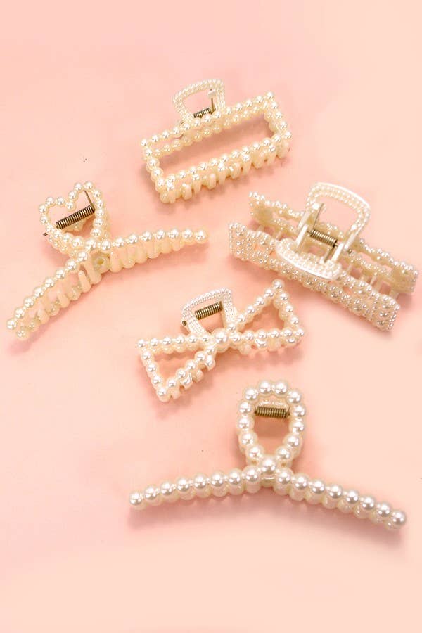 PEARL HAIR CLAW CLIPS: OVAL