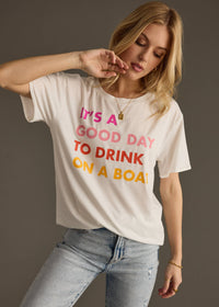 Drink On A Boat Tee in White