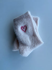 Heart Embroidered Socks in Light Pink