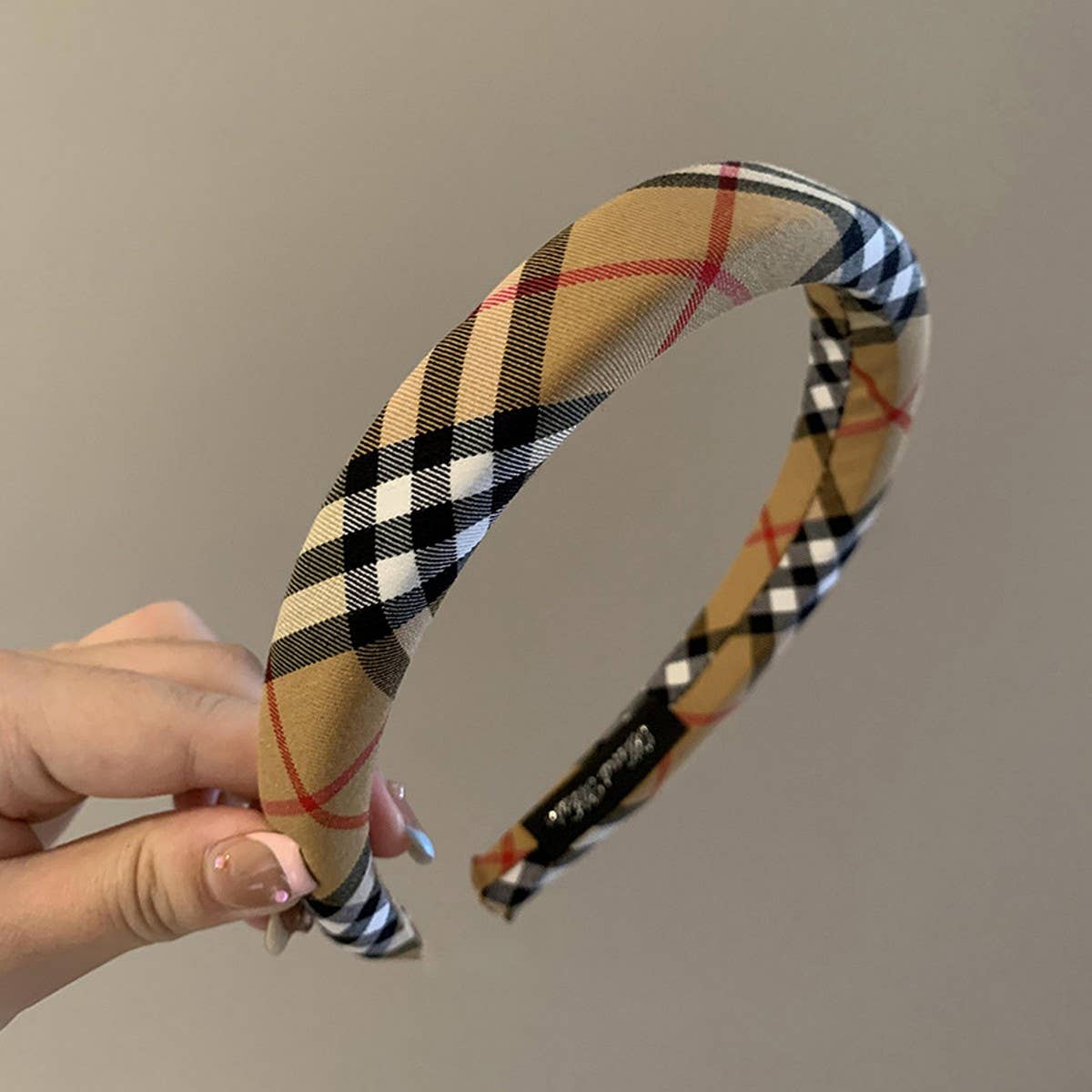 Plaid Headband Wide High Top Slim Face: Plaid