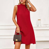 Little Red Dress with Tying Back Bow Collar