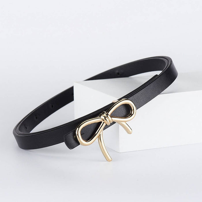 Bow Studded Slim Belt in Black