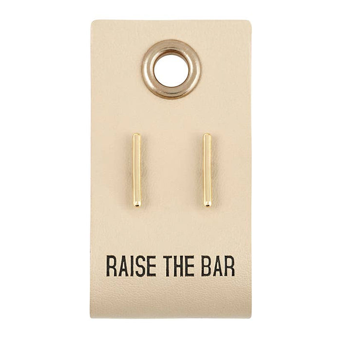 Leather Tag  Earrings - Bar