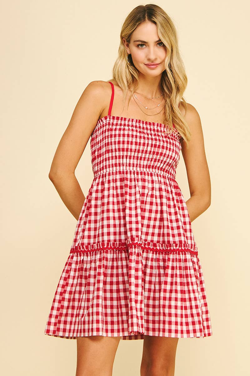 Plaid Mini Dress in Red