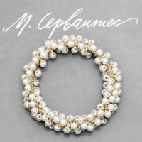 Beaded Faux Pearl Hair Tie Bracelet for Women