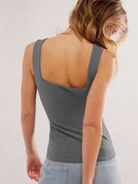 Square Neck Slimming Halter Top in Dark Grey
