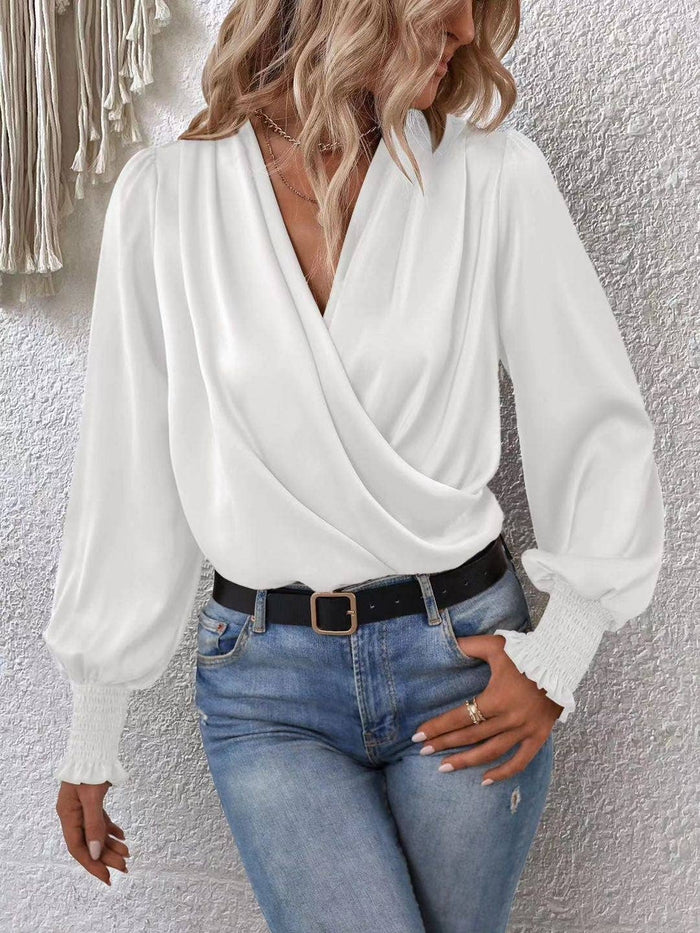 Stay All Night Silk Blouse in White