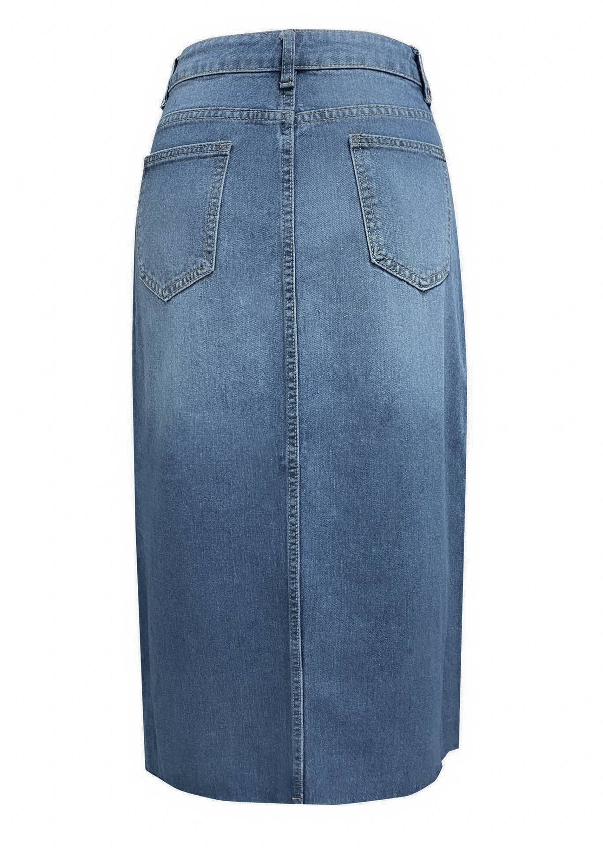 Slit Denim Midi Skirt in Light Blue