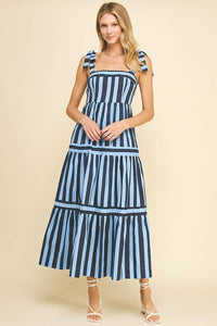 Striped Maxi Dress in Navy Blue