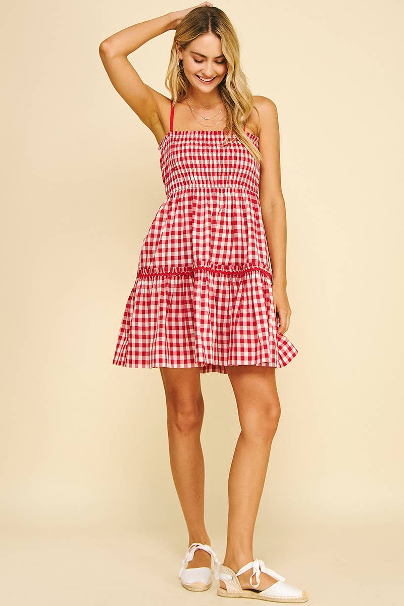 Plaid Mini Dress in Red
