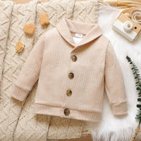 Kid's Solid Lapel Button Down Coat