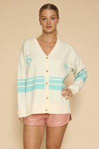 Ocean Sunset Knit Cardigan in Teal