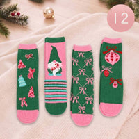 12Pairs - Cozy Fuzzy Christmas Pattern Soft Socks