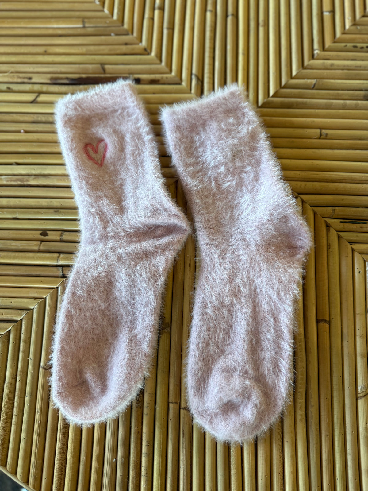 Heart Embroidered Socks in Pink