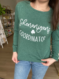 Shenanigans Coordinator Long Sleeve Tee in Green