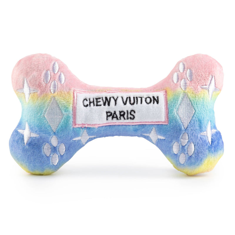 Pink Ombre Chewy Vuiton Bone Squeaker Dog Toy: Large