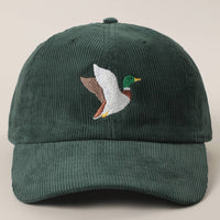 FLYING MALLARD Embroidered Corduroy Baseball Cap: SAND / One Size