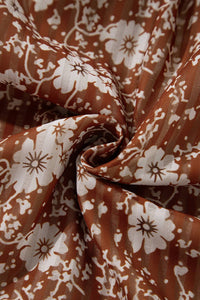 Boho Floral Ruffle V-Neck Mini Dress in Brown