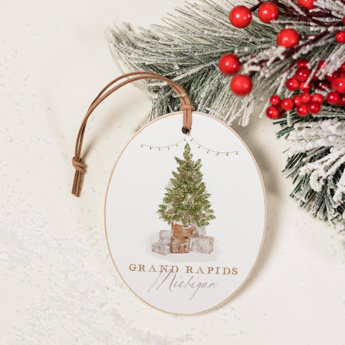 Grand Rapids Evergreen 5” Christmas Oval Ornament