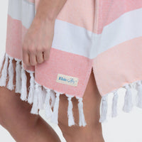 Hooded Poncho Swimsuit Cover Up in Coral