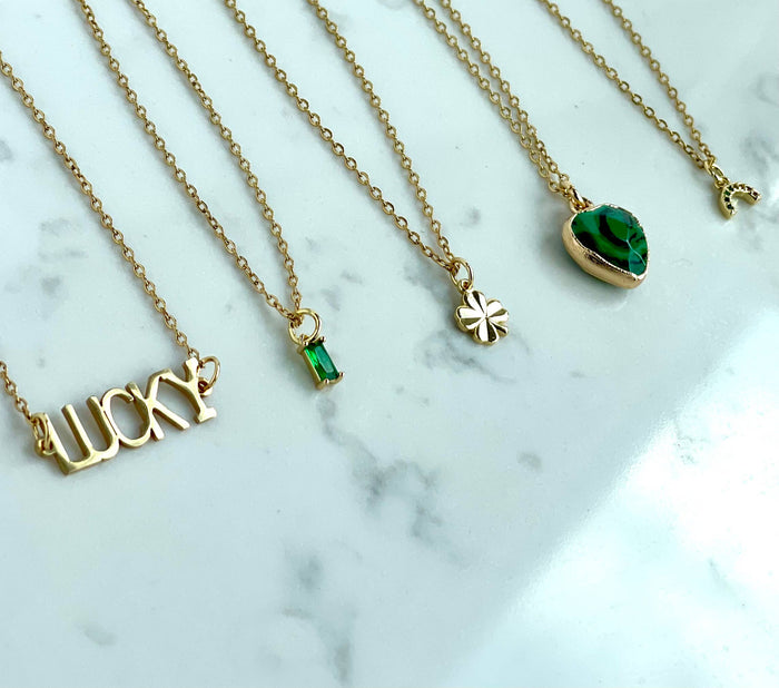 St. Patrick's Day Gold Charm Necklaces