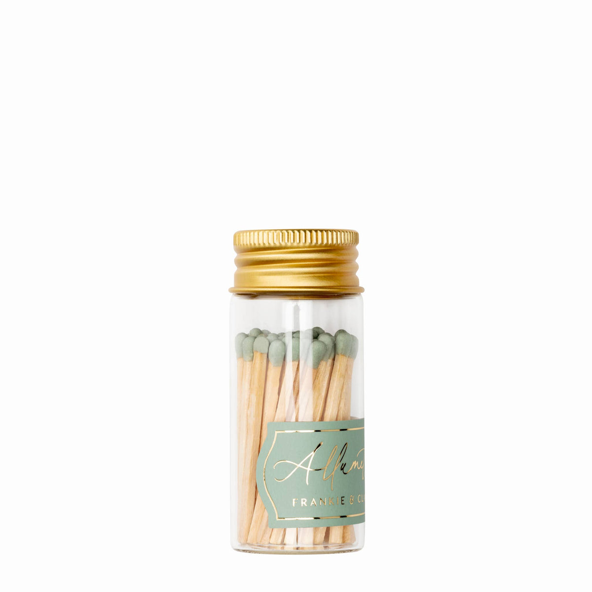 Glass Allumette Match Jar in Sage Green
