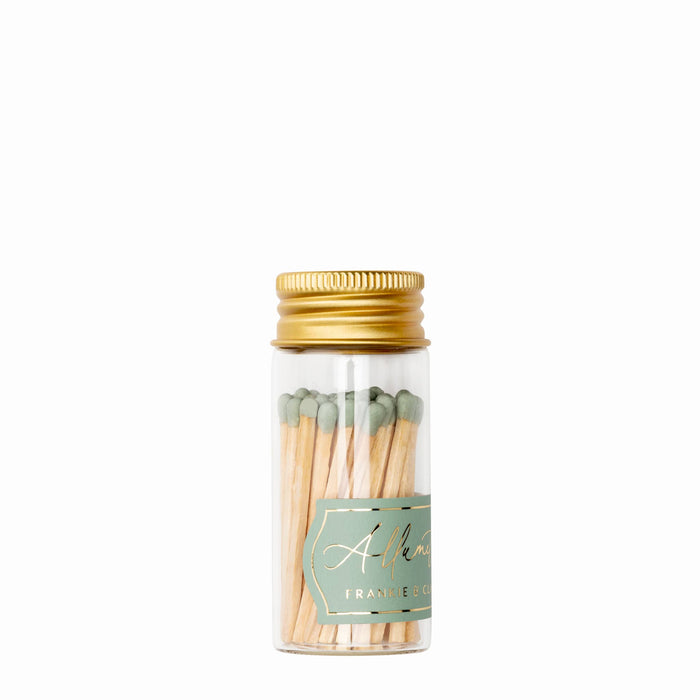 Glass Allumette Match Jar in Sage Green