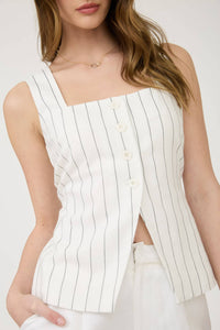 Pinstripe Square Neck Vest in Ivory