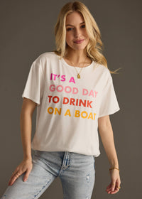 Drink On A Boat Tee in White