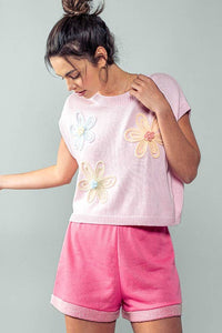 Dainty Floral Sweater Vest in Pink