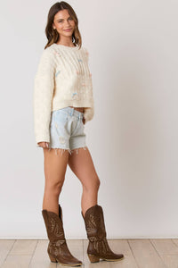 Mini Bow Coquette Cable Knit Sweater