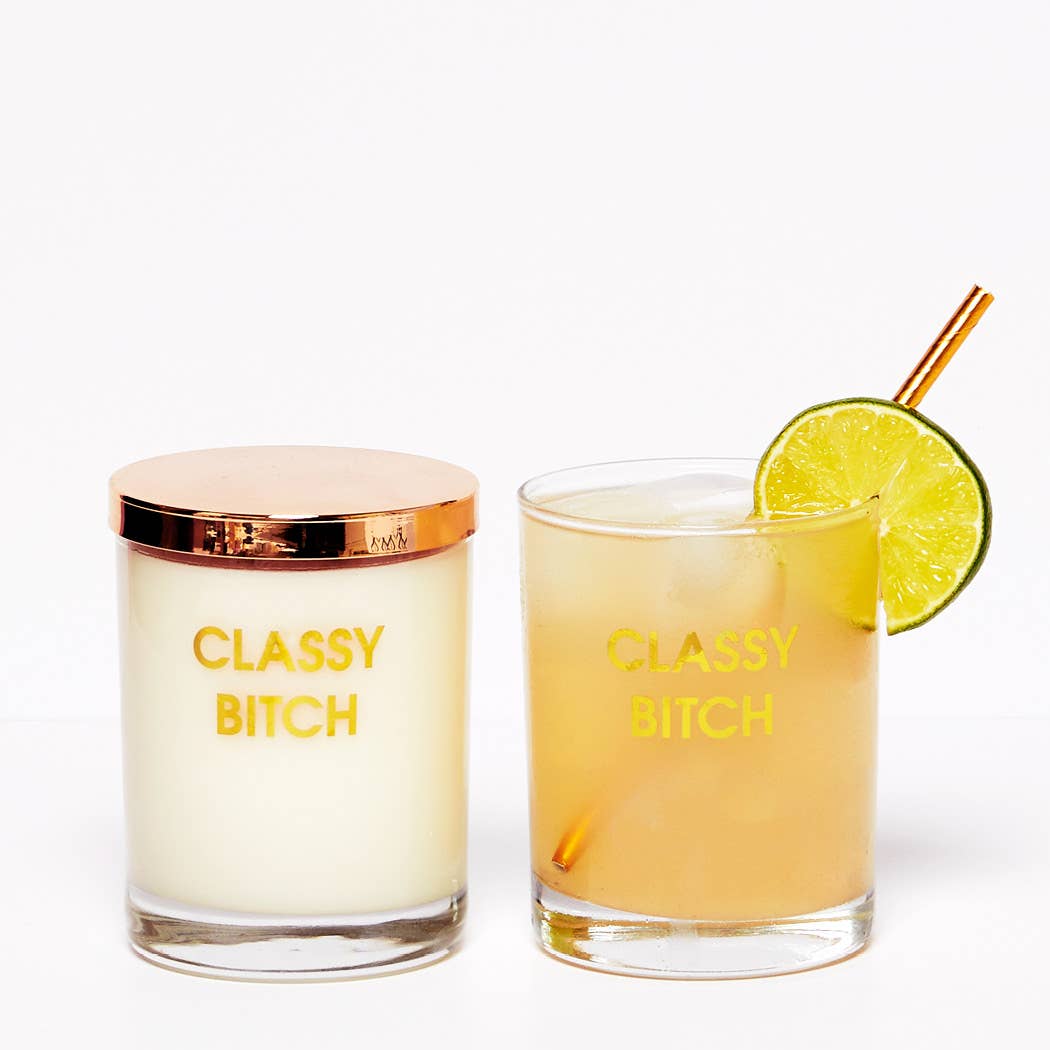 Classy Bitch Rocks Glass