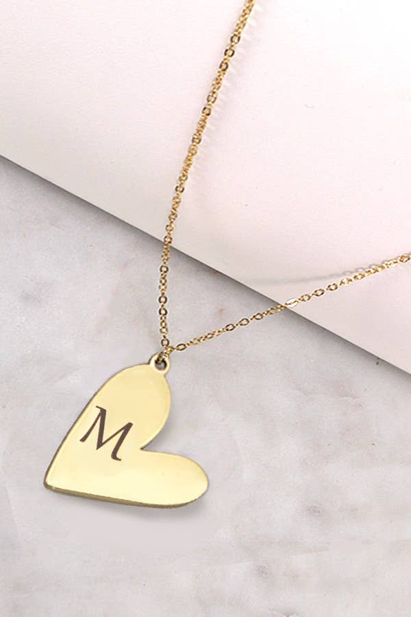 Tarnish-Free Initial Heart Necklace in Gold