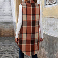 Retro Plaid Vest in Orange & Coffee