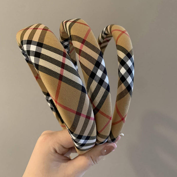 Plaid Headband Wide High Top Slim Face: Plaid