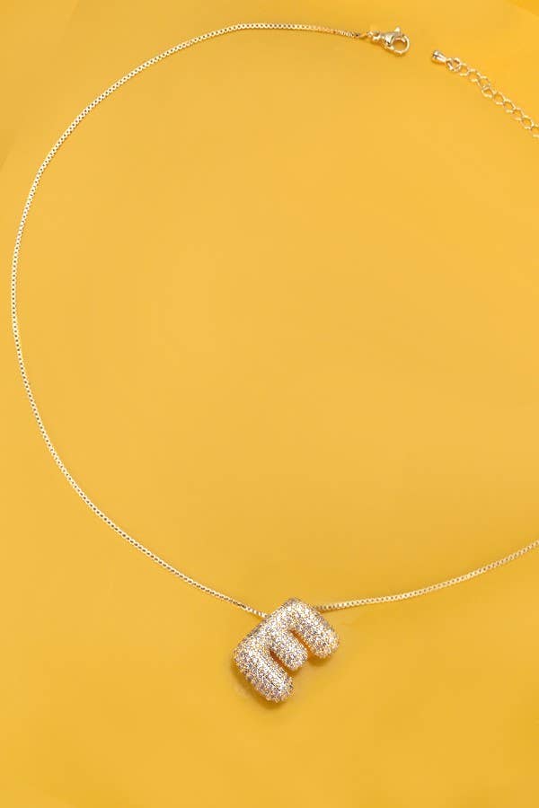 Initial Pavé Bubble Balloon Necklace in Gold
