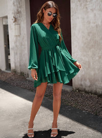 Green Swing Dress with Ruffle