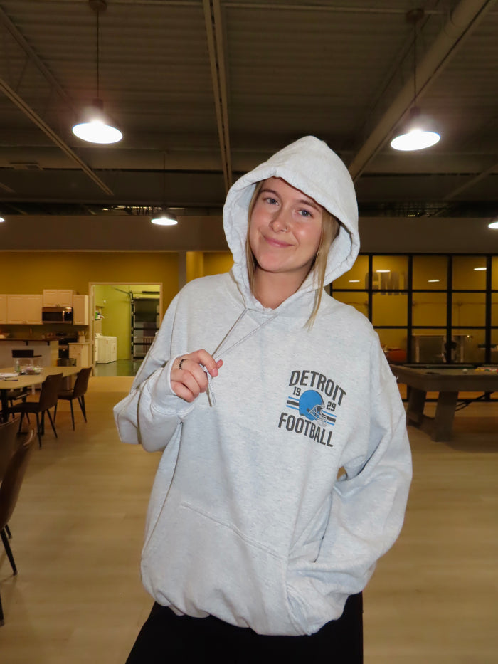 Sundays Are Better In Detroit Graphic Hoodie in Gray