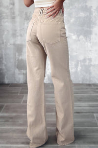 High Waist Ripped Khaki Pants