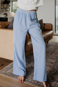 Blue Striped Boxer Casual Lounge Shorts