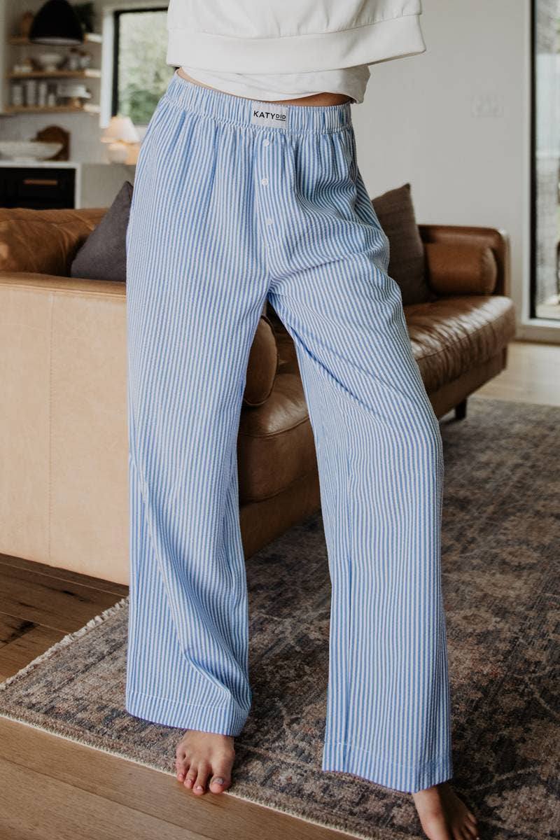 Blue Striped Boxer Casual Lounge Shorts