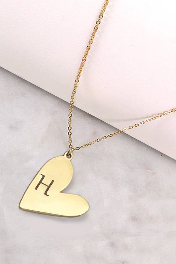Tarnish-Free Initial Heart Necklace in Gold