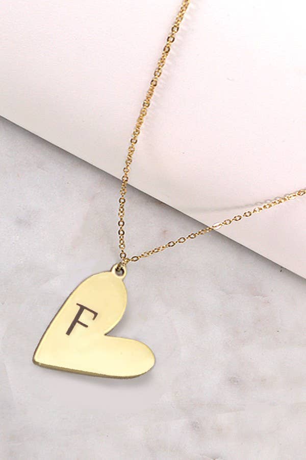 Tarnish-Free Initial Heart Necklace in Gold