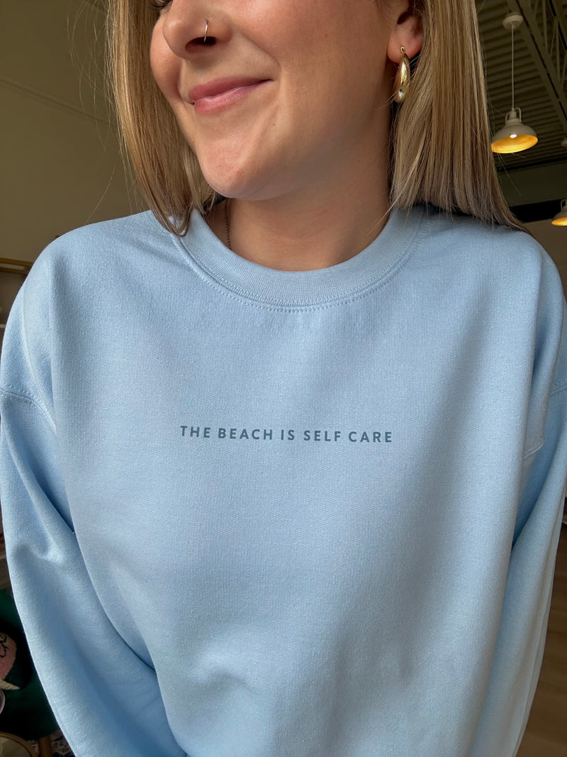 The Beach Is Self Care Sweatshirt in Blue