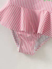 Pink Stripe Watermelon Ruffle Girl’s One Piece Swimsuit