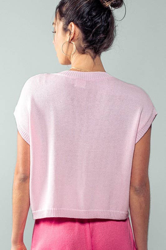 Dainty Floral Sweater Vest in Pink