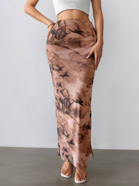 Printed Maxi with Side Slit in Coffee