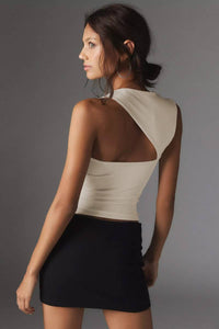 Irregular Solid Tank Top in Apricot